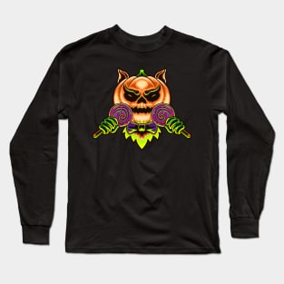 Scary Pumpkin Candy Halloween Long Sleeve T-Shirt